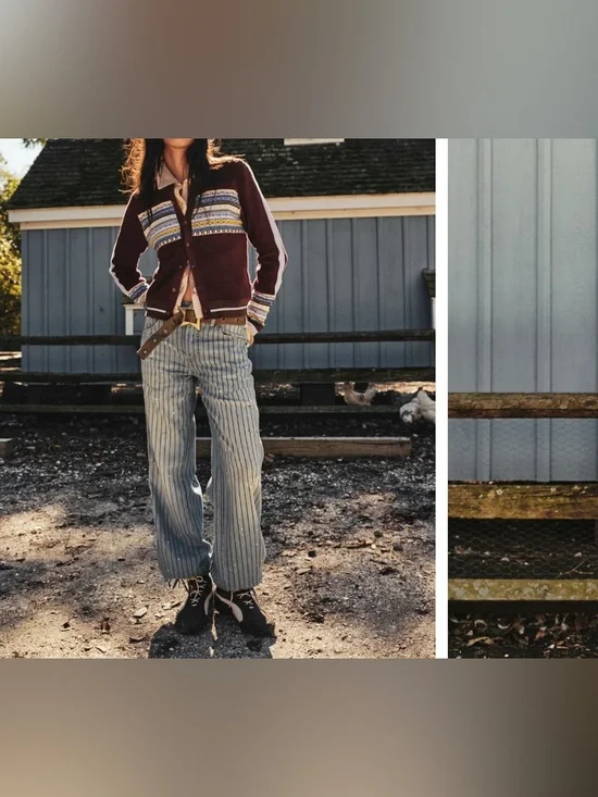 NWOT We the Free People Don't Wait Up Pinstripe Boyfriend Jeans After Hours - 25 - Picture 11 of 17